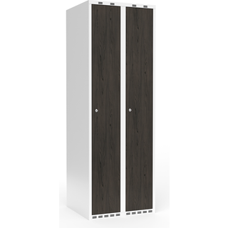 Garderobeskab 2x300 mm Lige tag Hel søjle Laminat dør Nocturne wood Cylinderlås