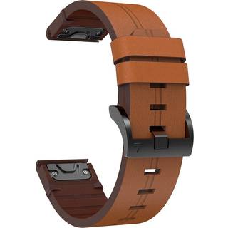 Universal Garmin 22mm QuickFit Læder Rem - Mørkebrun