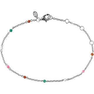 Bybiehl Scarlett sølv armbånd med perler, rød agat, grøn agat og pink jade