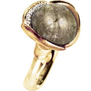 OLE LYNGGAARD COPENHAGEN Lotus 3, 18 kt. guld ring med rutilkvarts og brillanter - Str. 57