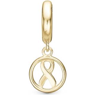 Christina Collect - Støt Brysterne charm i forgyldt til læderarmbånd**