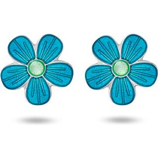 Pia & Per børneørestikker med blomster i sølv, turkis