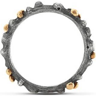OLE LYNGGAARD COPENHAGEN Nature sort sølv ring med guld og 5 brillanter - Str. 56