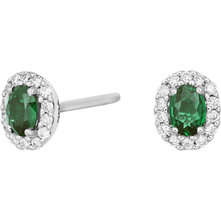 Siersbøl 14kt. guldørestikker med smaragd og diamant 0.11ct w/si