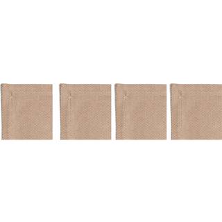 Diyti Plain Glasbrikker 10x10 Cm 4-pak - Dækkeservietter & Coasters Polyester Beige - 12-BEIC-PB-BEI/WHI