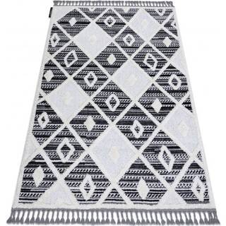 Tæppe MAROC P662 Roma sort / hvid kvaster berberi Marokkansk shaggy 120x170 cm