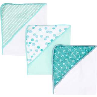 Spasilk Hooded H?ndkl?de S?t til nyf?dte drenge og piger Soft Terry H?ndkl?de S?t pakke med 3 gr?nne prikker