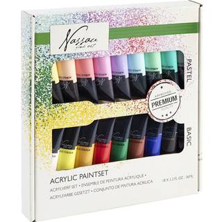 Nassau Paint acrylic 18 x 36 ml 9x bright/9x pastel