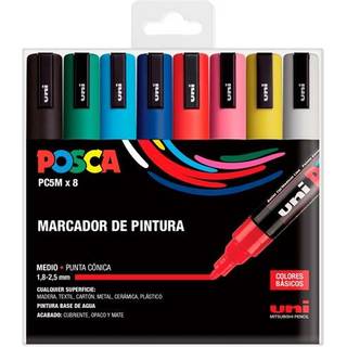 POSCA UNI PC 5M BASIC SET - PAKK med 8 mark?rer