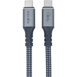NÖRDIC 2m USB3.2 Gen2 USB-C til C Nylonflettet kabel Hurtigopladning med strømforsyning PD100W 20Gbps 5A med Emarker