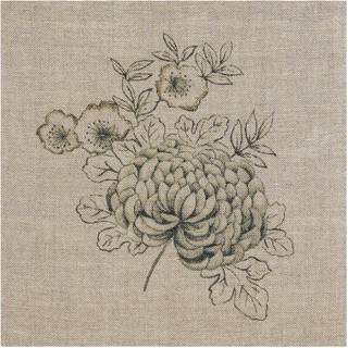Leinenband bedruckt Chrysantheme natur 11-fädig 30cm - Natur