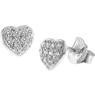 trendor 08771 Damen Ohrringe Silber 925 Herz mit Zirkonia Pavé