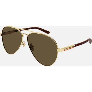 Gucci Mand GG1288SA 002 Solbriller Metal Guld Brun Pilot Normal