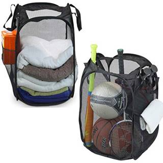 Simple Houseware Mesh Pop -Up Vaskeri Hamper Basket With Side Pocket Black - 2 Pack
