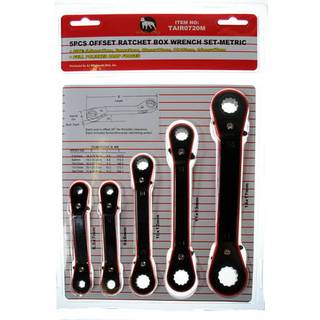 5 stykker offset ratchet skruenøgle metrisk