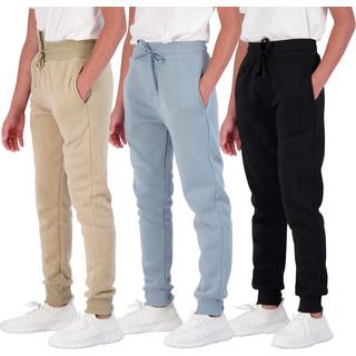 3 Pack: Boys Girls Youth Teen Teen Active Athletic Basic Soft Tech Sports Fleece Jogger Soccer Track Gym Running Slim Fit Tapered Sweatpants Casu