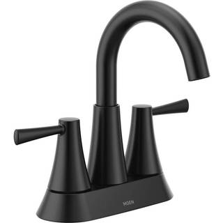 Moen Ronan Matte sort to-håndtag 4 """" Centerset Moderne badeværelse vandhane med push-down dræn 84022BL