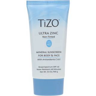 TiZO Ultra Zink | Ikke tonet | Broad Spectrum SPF 40 til ansigt og krop | UVA- og UVB-beskyttelse | 20 % zinkoxidformel | Alle hudtyper | 3,5 oz/