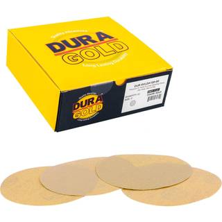 Dura-guld premium 6 tommer krog og loop slibningskiver 120 Grit 50-pack Automotive Sandpaper Discs Grovskåret sandpapir