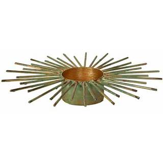 Lysestage til fyrfad metal antik grøn 16 cm