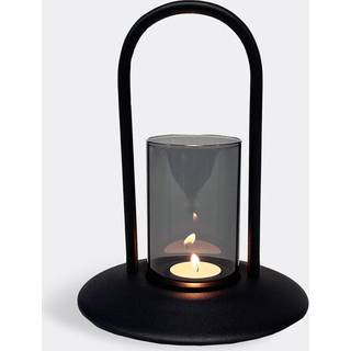 XLBoom Candlelight And Scents - 'Blaze' lantern, small, grey in Smoke Grey Casted aluminium + Glass