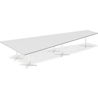 Konferencebord DNA, Lysgrå 5000x2365 mm trapezformet, Hvid understel