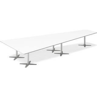 Konferencebord DNA, Hvid 5000x2365 mm trapezformet, Alugrå understel