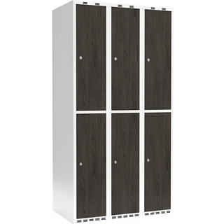 Garderobeskab 3x300 mm Lige tag 2-delt søjle Laminat dør Nocturne wood Cylinderlås
