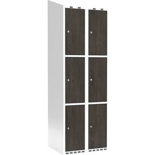 Garderobeskab 2x300 mm Skråt tag 3-delt søjle Laminat dør Nocturne wood Cylinderlås