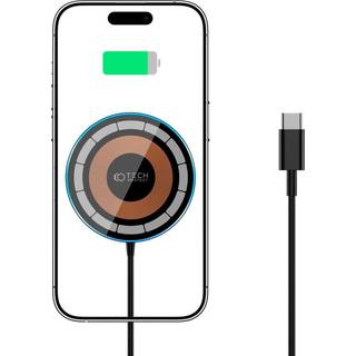 Tech-Protect QI15W-A30 magnetisk trådløs oplader - MagSafe-kompatibel - sort