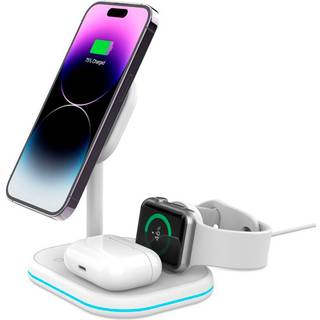 Tech-Protect A27 3-in-1 Trådløs Oplader med MagSafe Stativ - Hvid