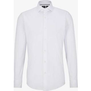 Slim fit strygelet skjorte i bomuldspoplin