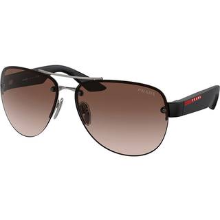 Prada Linea Rossa Mand PS 55YS 5AV02P Solbriller Metal Grå Brun Pilot Normal Skygge