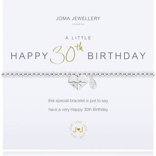 Joma A Little Happy 30th Birthday Bracelet - Adjustable - Silver
