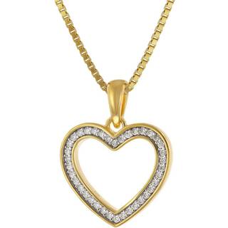 trendor 41210 Damen-Halskette Herz-Anhänger mit Zirkonia 15 mm Gold auf Silber
