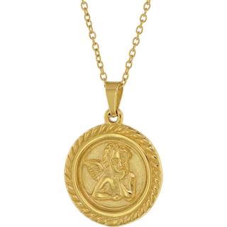 trendor 75884 Damen-Halskette mit Engel-Anhänger Gold auf Edelstahl Ankerkette