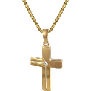 trendor 35728 Kreuz-Anhänger Gold 333 mit goldplattierter Kette für Damen