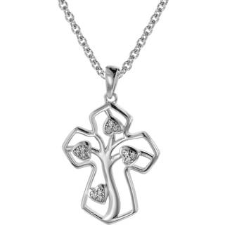 trendor 08820 Halskette mit Anhänger Silber 925 Kreuz mit Lebensbaum