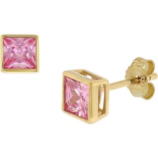 trendor 51715-04 Damen-Ohrstecker Gold 333 / 8K Ohrringe Pink Zirkonia