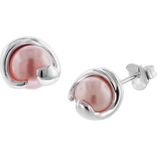 trendor 08780 Damen Ohrringe Silber 925 Ohrstecker Rosa Glasperle