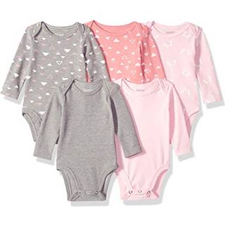 Hanes Baby Boys Ultimate Flexy 5 Pack Langærmet Bodysuits Bodystocking Pink/Grå nuancer 12-18 måneder os