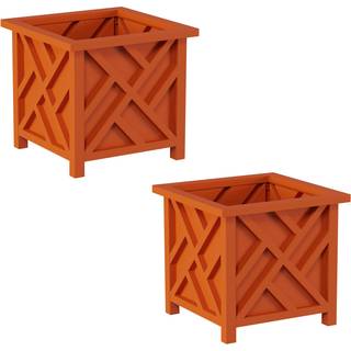 Pure Garden Gattice Design Planter Box 2 -Pack - 14,75 -tommer dekorativ udend?rs blomst eller plantepotter - veranda eller g?rdhaveindretning (t