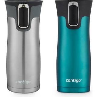 Contigo Autoseal West Loop Vacuumisoleret rustfrit st?l rejse krus med let rentet l?g 16 oz. 2 pakke spirulina rustfrit st?l
