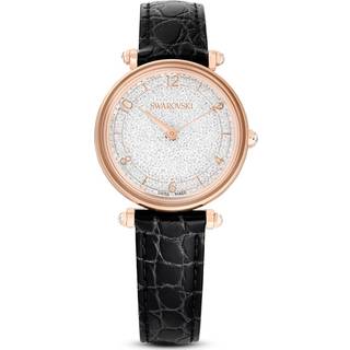 Crystalline Wonder Uhr, Schweizer Produktion, Lederarmband, Schwarz, Roségoldfarbenes Finish