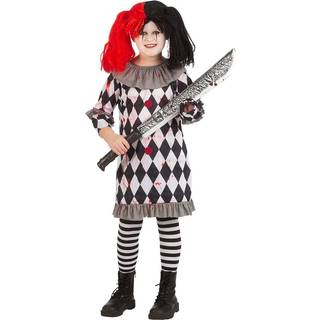 Creepy klovnekostume - Pige-Str. 122-134 cm.