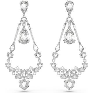 Mesmera Ohrclips, Verschiedene Schliffe, Chandelier, Lang, Weiß, Rhodiniert