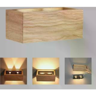 LED-væglampe Shine-Wood, eg/sort, bredde 23 cm, træ