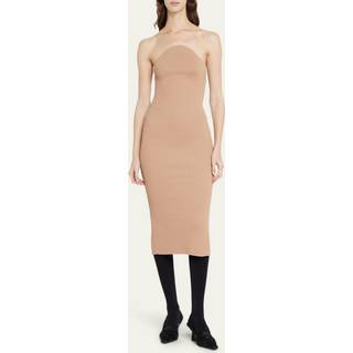 Khaite Rumer ribbed-knit midi dress - beige - XL