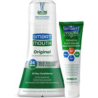Smartmouth Premium Zink Ion Toothpasta & Original Activated mundskylkombination - Blegning af tandpasta med fluor (mild myntsmag) & voksen mundsk