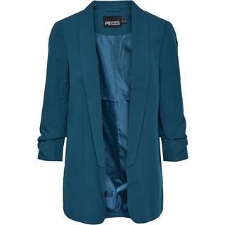 PIECES PIECES Blue Ruched Sleeve 100% Cotton Blazer